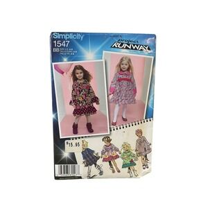 Simplicity 1547 Sewing Pattern Toddler Child Size 4-8 Project Runway Dress